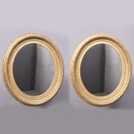 Pair of Victorian Oval Gilded Mirrors Antique Mirrors