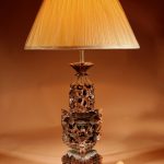 Indonesian Possibly Bali Original Fine Carved Hardwood Table Lamp. Table Lamp Antique Lighting
