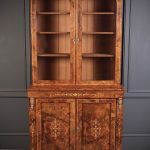 Marquetry Inlaid Burr Walnut Glazed Bookcase bookcase Antique Bookcases