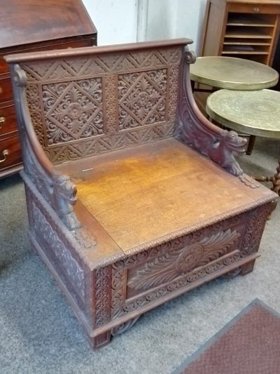 Good Antique Burmese Bench Box Seat