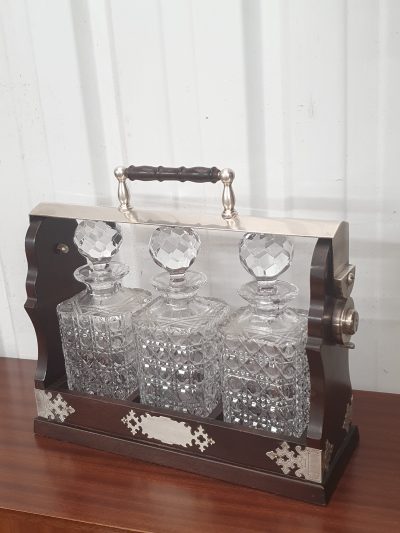 Antique 1930's Tantalus Three Bottle Set