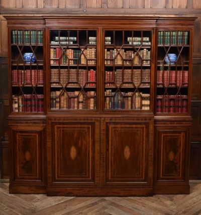 Edwardian Mahogany Breakfront Bookcase SAI3675