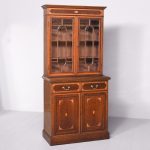 Outstanding Quality Edwardian Sheraton-Style Inlaid Mahogany Cabinet Bookcase, Possibly Maple And Co bookcase Antique Bookcases