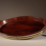 A Very Decorative and Useful Original Oval Mahogany And Brass Coopered Tray. antique tray Antique Trays