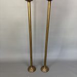 Pair of Floor Standing Brass Candle Holders brass Antique Collectibles