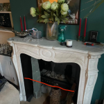 French solid carrera marble antique fireplace Antique Art