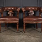 Pair of Victorian Mahogany & Leather Captains Desk Chairs Captains Desk Chair Antique Chairs