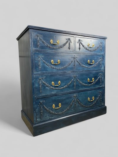 Victorian Pine Blue Painted Chest of Drawers