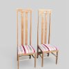 Pair of 1970s Mackintosh Style Oak Chairs – Light Oak & Striped Upholstery