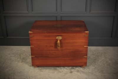 Large Military Campaign Style Mahogany Trunk