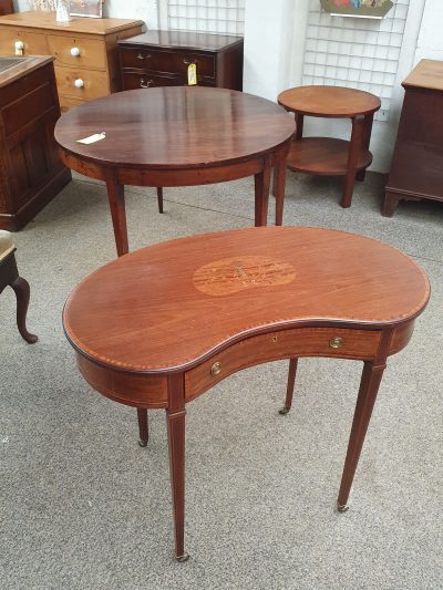 Good Antique Inlaid Kidney  Side Table