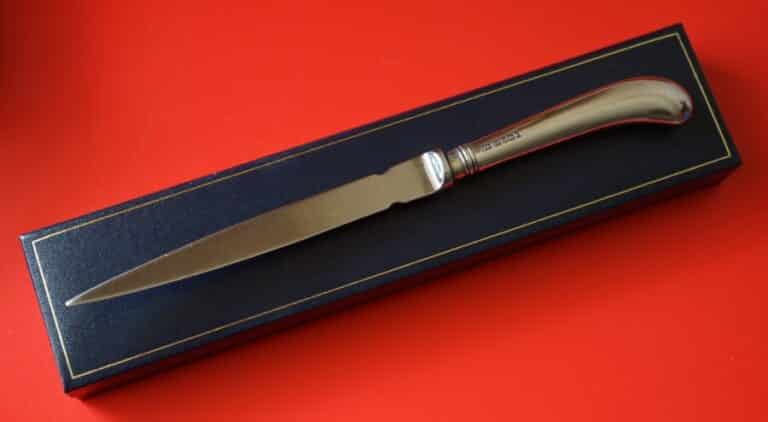 A Silver Sheffield Gun Handle Letter Opener – Boxed