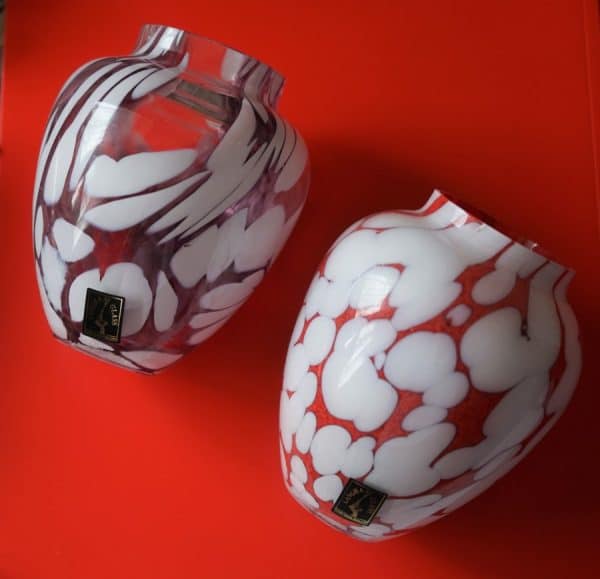 A Pair of Vintage Art Glass Langham Hand Made Vases