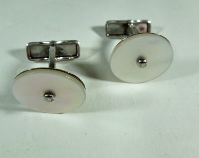 Silver Mother of Pearl Cufflinks by Dunhill