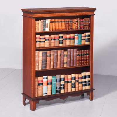 Neat-Sized Inlaid Mahogany Sheraton-Style Edwardian Open Bookcase