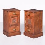 Pair of Late-Victorian Arts & Crafts Influence Straight Grained Walnut Lockers Antique Cabinets