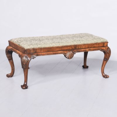 Rare, Large-Size Early George III Walnut Bench/Stool