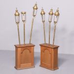 Set of 6 Brass Processional Brass Candle holders and stands Antique Lighting