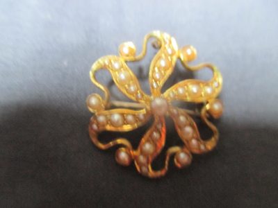 15 CARAT GOLD PEARL BROOCH VICTORIAN  5 GRAMS