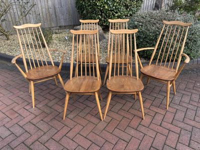 Mid Century Set of 6 Ercol Goldsmith Dining Chairs