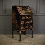 Black Japanned Chinoiserie Slim Bureau Antique bureau Antique Bureau