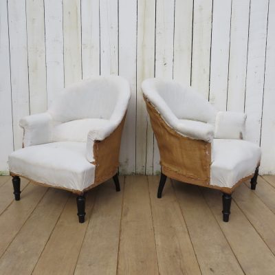 Pair Of Antique French Napoleon III Tub Armchairs