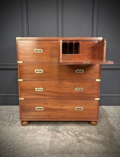 Victorian Mahogany Military Campaign Secretaire Chest