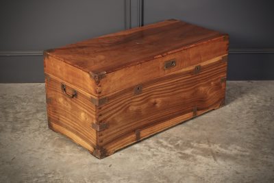 Antique Military Campaign Camphor Wood Trunk