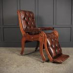 Mahogany & Buttoned Brown Leather Reclining Chair Reclining Armchair Antique Chairs