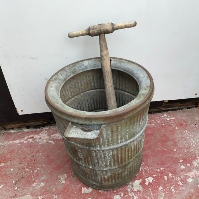 VICTORIAN DOLLY & WASHER GALVANISED TUB