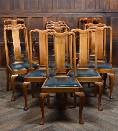 12 Queen Anne- Style Oak Chairs SAI3740