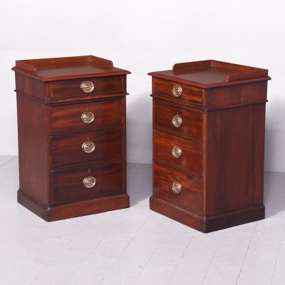 Pair of Neat Size Mahogany Chest of Drawers with Three-Quarter Galleries