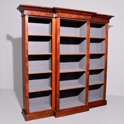 Early Victorian Breakfront Mahogany Open Bookcase