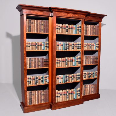 Early Victorian Breakfront Mahogany Open Bookcase