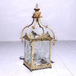 Exhibition Quality Glazed and Brass Hall Lantern Brass Lamp Antique Lighting