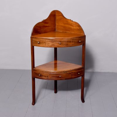 Large Inlaid Mahogany George III corner Washstand