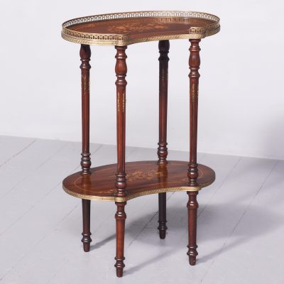 George III Style Mahogany & Brass Kidney Shaped Occasional Table