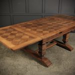 Solid Oak Parquetry Top Extending Dining Table dining table Antique Furniture