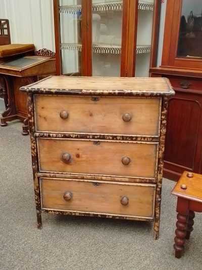 Good Antique Bamboo Small Chest of Drawers