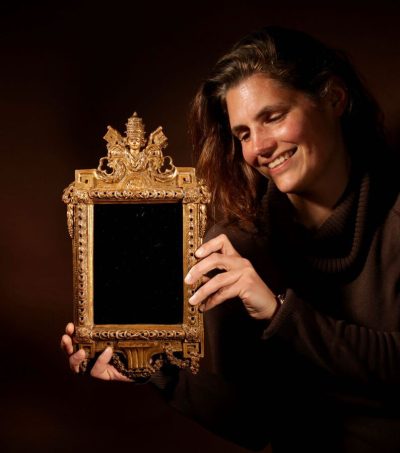 Papal Interest A Fine Mirror With The Papal Coat Of Arms With the Two keys Last Quarter 18th Century.