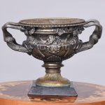 Warwick Style Urn on Granite Base Antique Silver