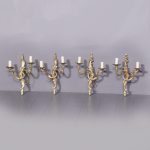 Set of Four Cast & Gilded Louis XV Style Wall Sconces Antique Lighting