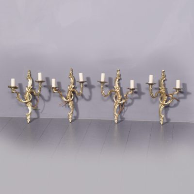 Set of Four Cast & Gilded Louis XV Style Wall Sconces