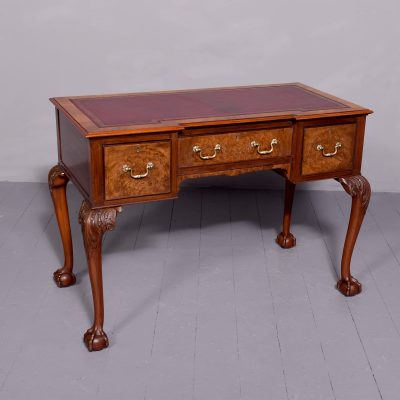 Quality Chippendale Style Freestanding Burr Walnut Writing Desk