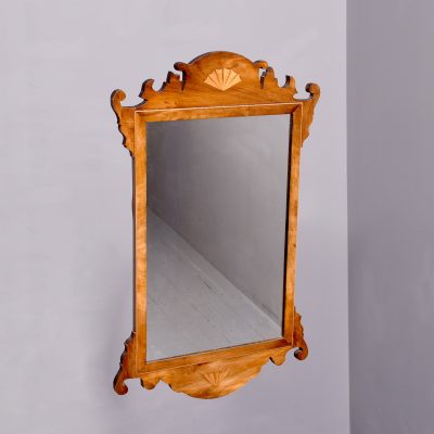 Chippendale style inlaid mahogany wall mirror
