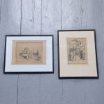 Pair of signed and framed Judaica etchings of Jerusalem scenes Antique Art