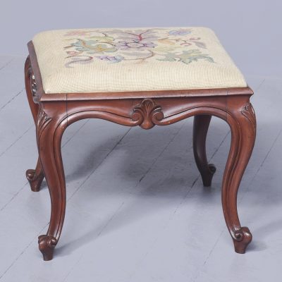 Large size Victorian Mahogany Cabriole Stool