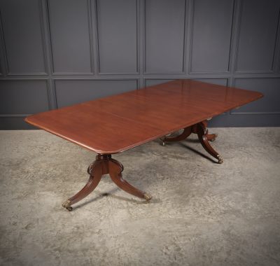 Genuine Regency Mahogany Twin Pillar Dining Table