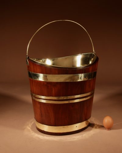 A Fine Quality Mahogany Brass Bound Boat (Schuitje) Shaped Peat Bucket Tea Stove Jardinière.