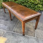 Arts & Crafts Walnut, Oak & Leather Hall Bench Arts & Crafts Antique Benches